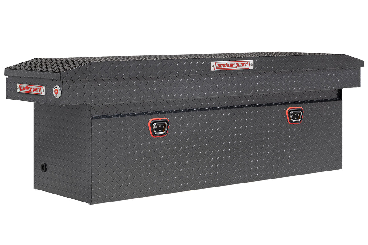 WEATHER GUARD Saddle Box, Aluminum, Full Deep, Gun Metal Gray, 15.0 cu ft (123-6-04)