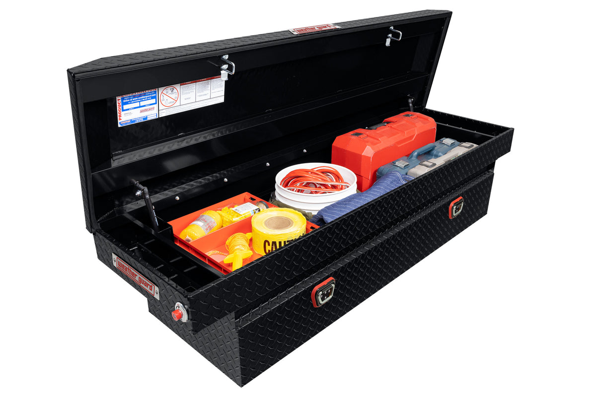 WEATHER GUARD Saddle Box, Aluminum, Full Standard, Gloss Black, 11.0 cu ft (127-5-04)