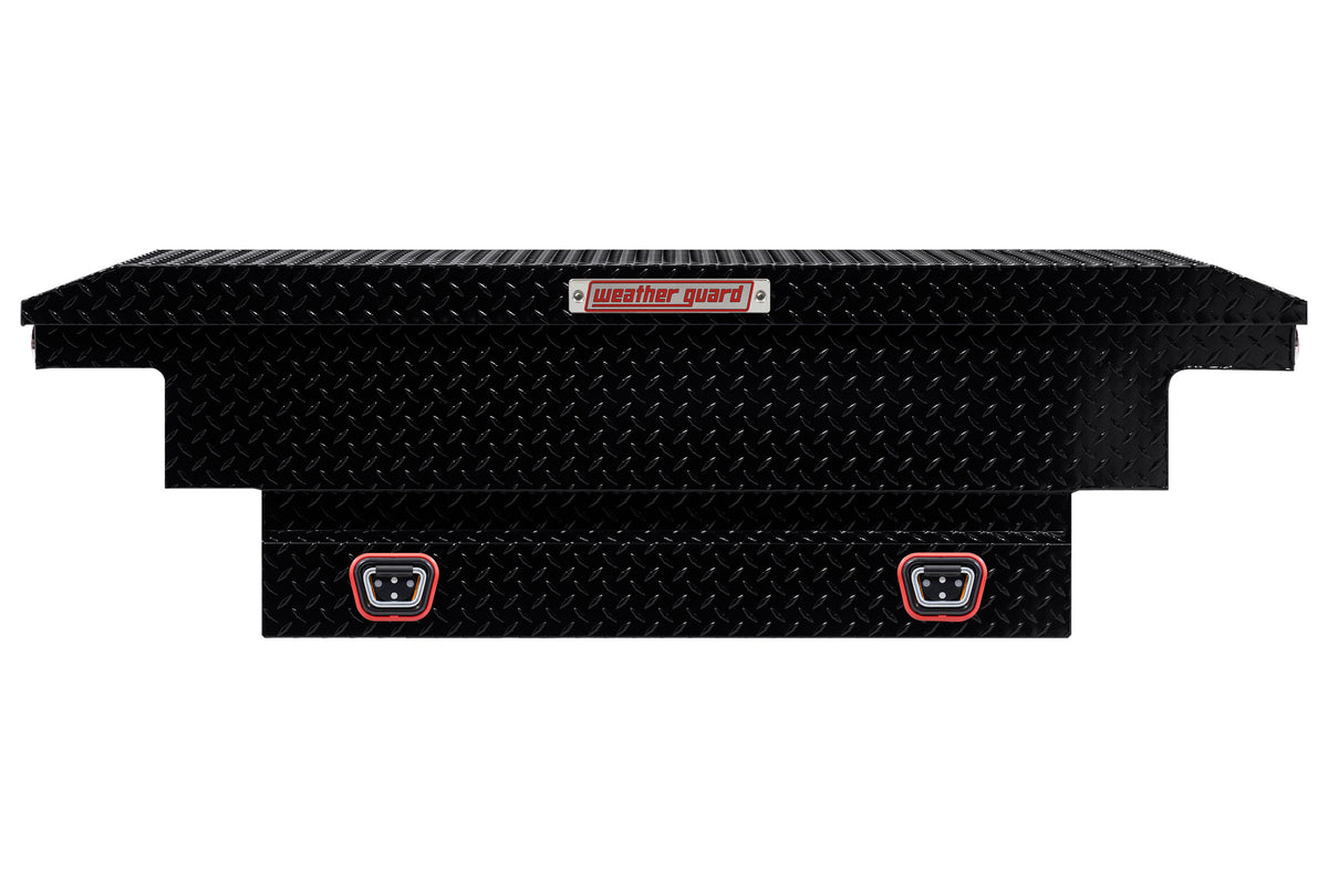 WEATHER GUARD Saddle Box, Aluminum, Mid-Size Low Profile, Gloss Black, 8.0 cu ft (131-5-04)