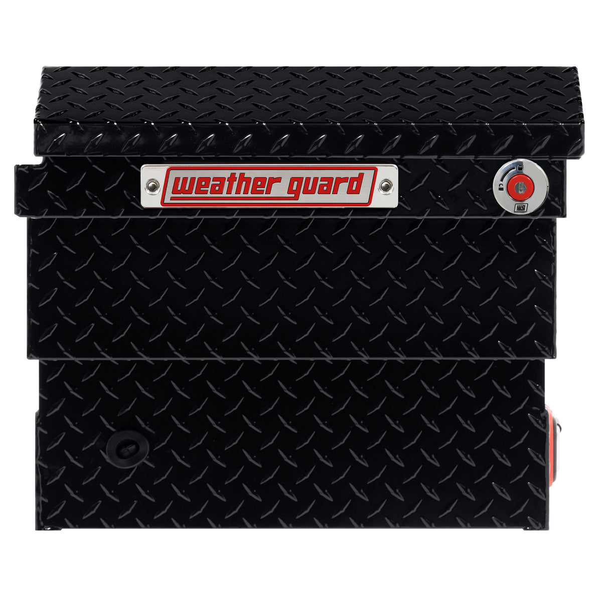 WEATHER GUARD Saddle Box, Aluminum, Mid-Size Low Profile, Gloss Black, 8.0 cu ft (131-5-04)