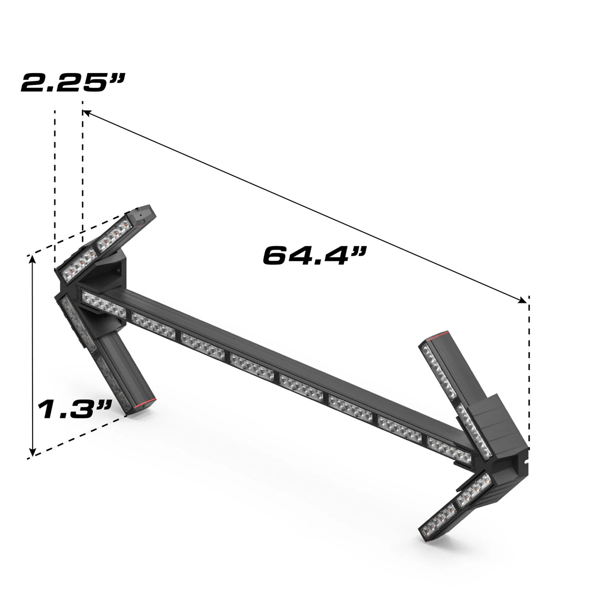 Feniex Fusion Arrow dimensions: 64.4 x 2.25 x 1.3 inches
