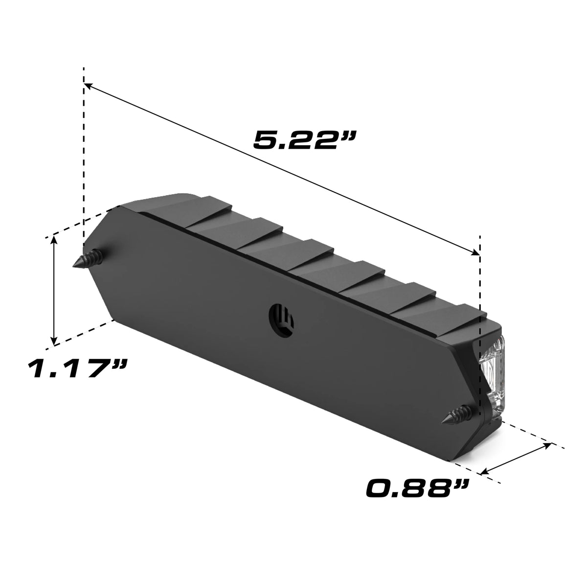 Feniex Fusion Surface Mount dimensions 5.22 x 1.17 x 0.88 in