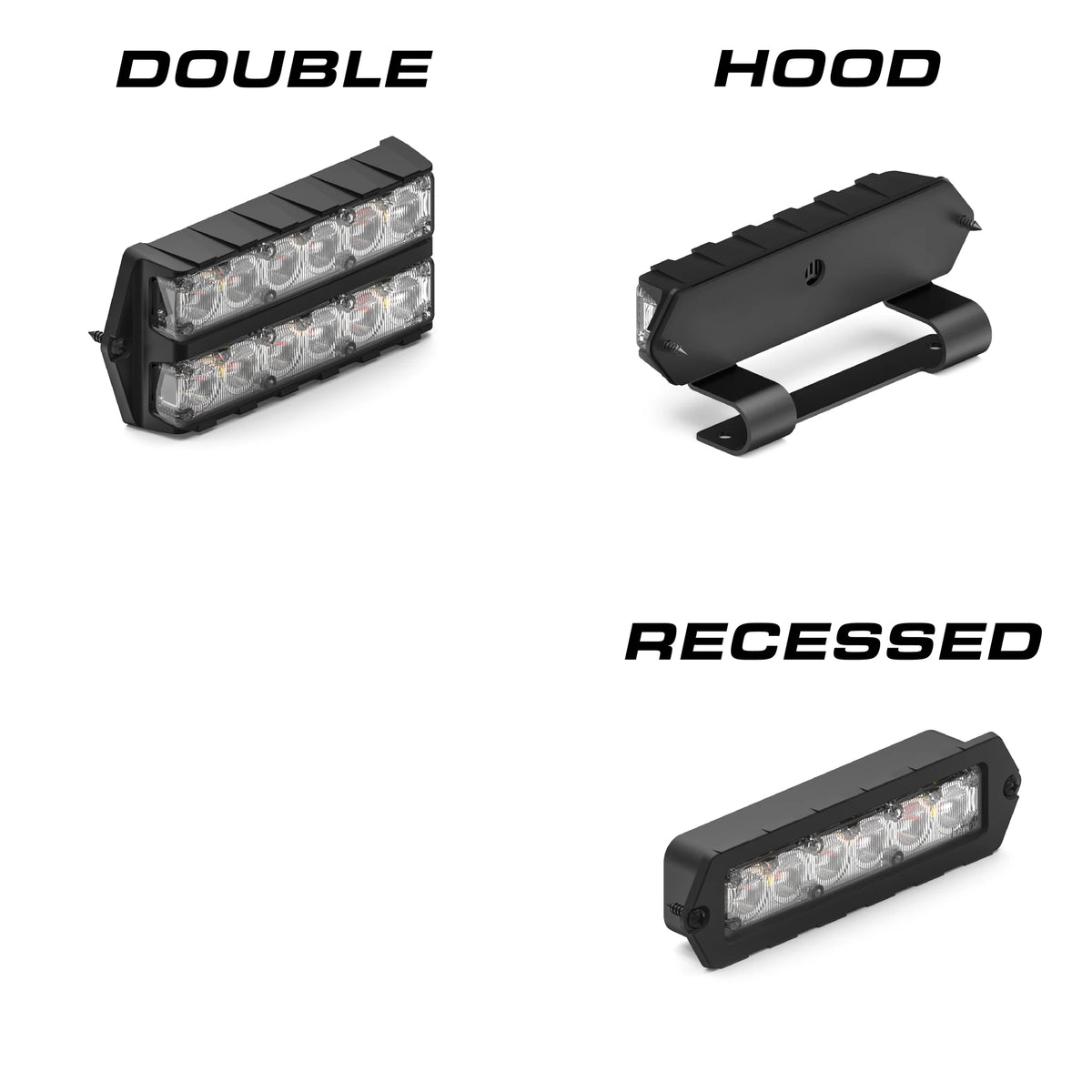 Feniex Fusion-S mounting options: double, hood, recessed