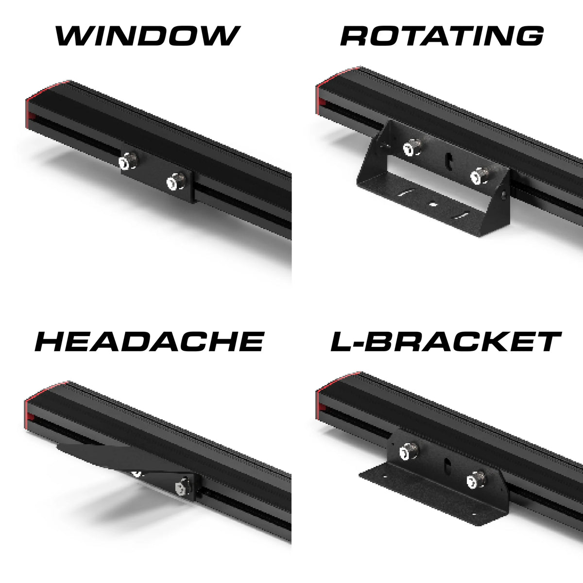 Feniex Q 200 Stick mounting: window, rotating, headache, L-bracket