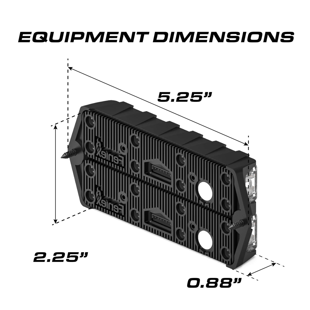 Feniex Q Surface Mount Double dimensions: 5.25 x 2.25 x 0.86 inches