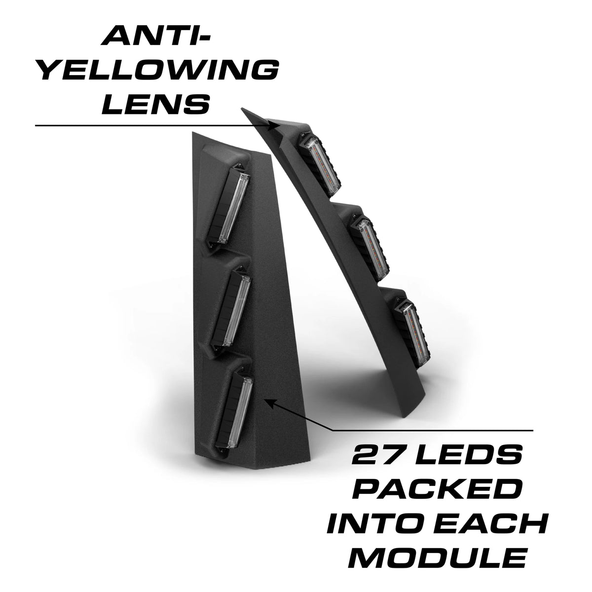 Feniex Quantum Pillar anti-yellowing lens, 27 LEDs per module