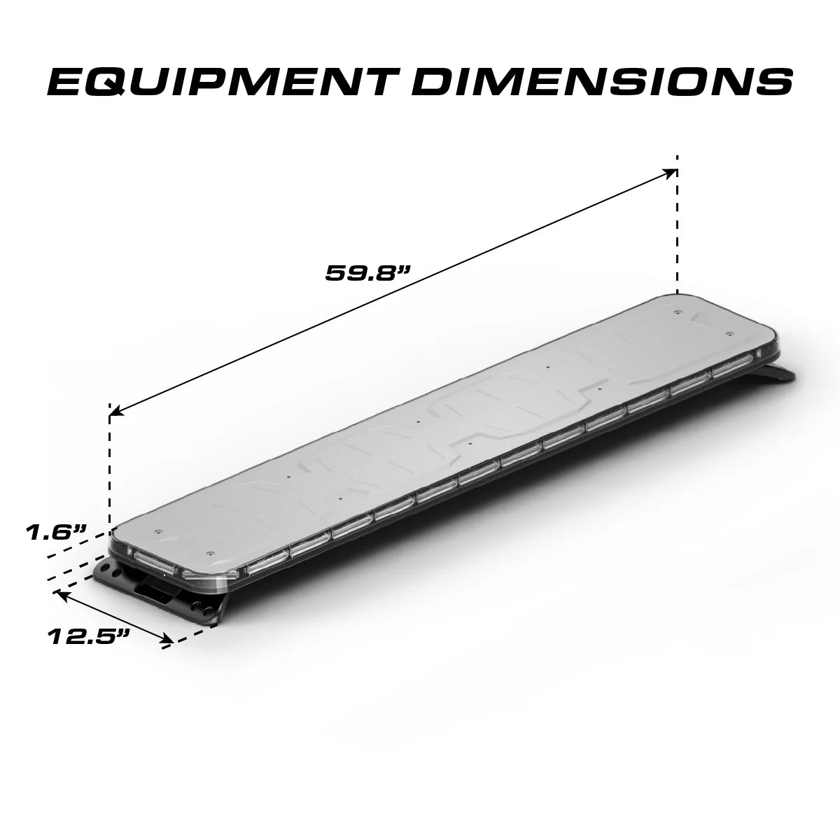 Feniex Quantum 60" lightbar dimensions: 59.8 x 12.5 x 1.6 inches