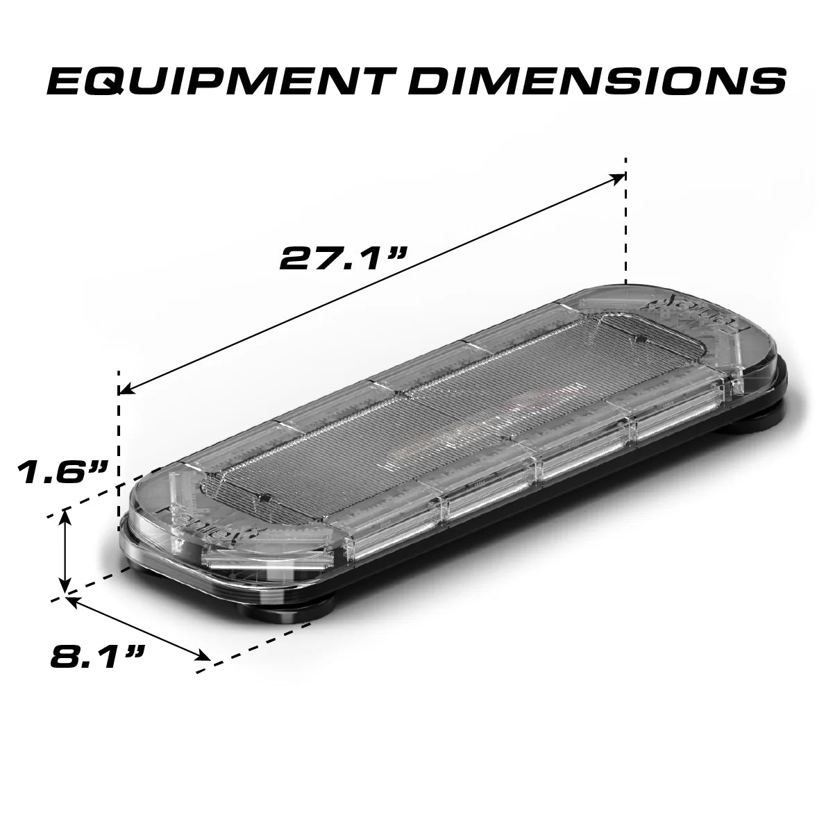 Feniex Quantum Mini 27" dimensions: 27.1 x 8.1 x 1.6 inches