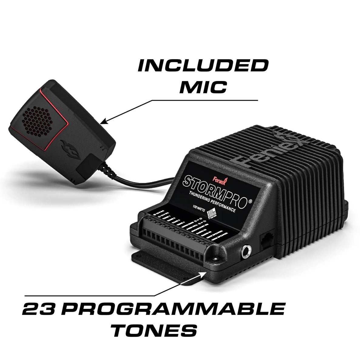 Feniex Storm Pro 100W Siren included mic and 23 programmable tones
