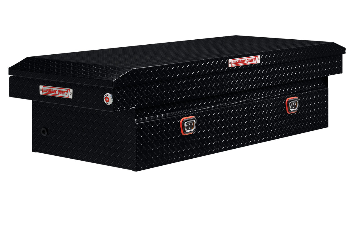 WEATHER GUARD Saddle Box, Aluminum, Full Extra Wide, Gloss Black, 15.5 cu ft (117-5-04)
