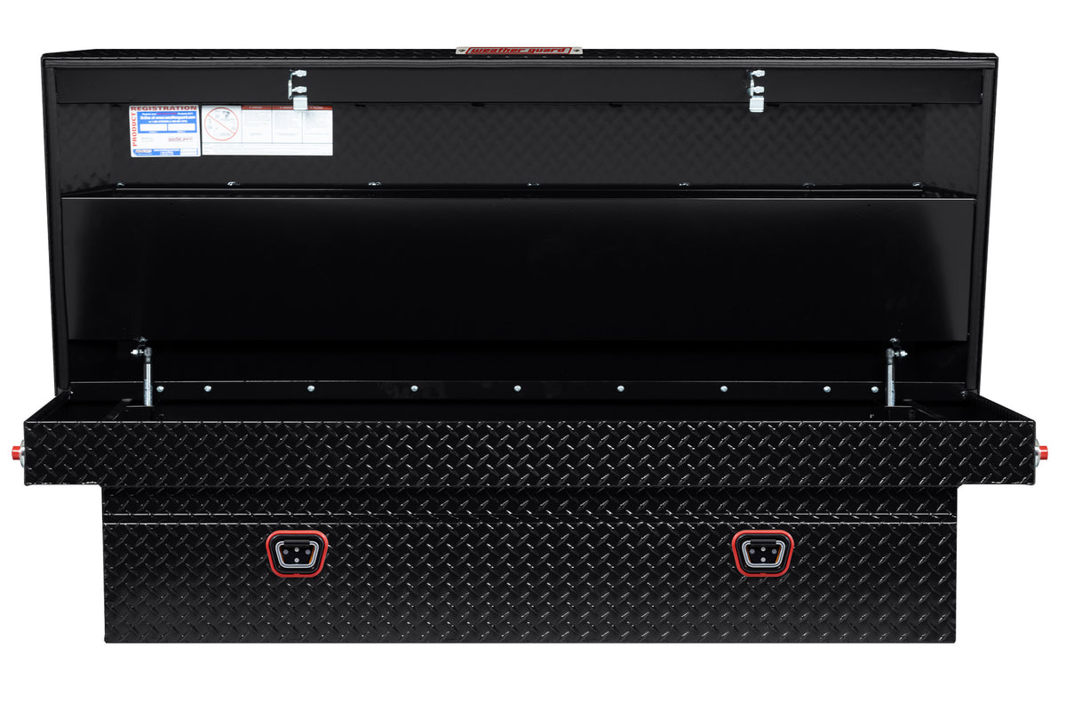 WEATHER GUARD Saddle Box, Aluminum, Full Extra Wide, Gloss Black, 15.5 cu ft (117-5-04)