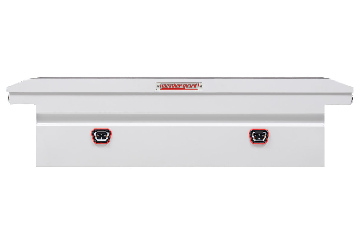 WEATHER GUARD Saddle Box, Steel, Full Low Profile, White, 11.0 cu ft (120-3-04)