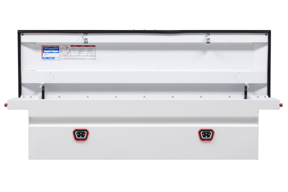 WEATHER GUARD Saddle Box, Steel, Full Low Profile, White, 11.0 cu ft (120-3-04)