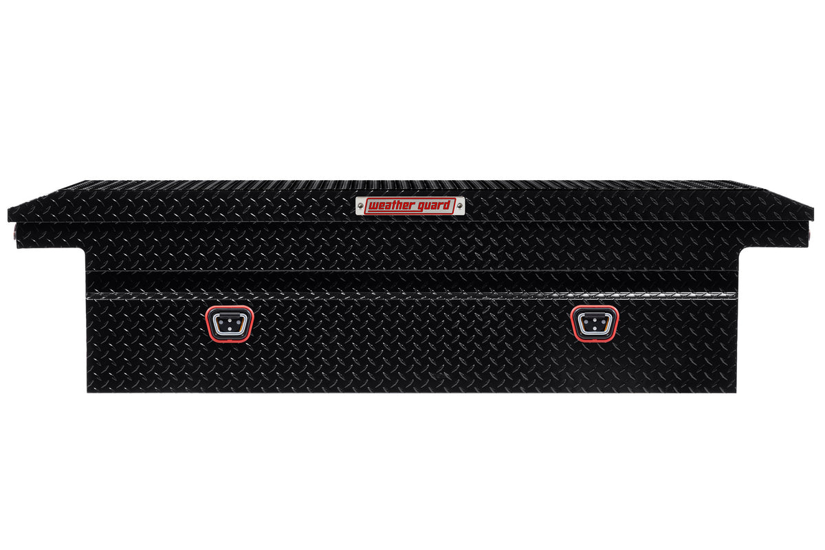 WEATHER GUARD Saddle Box, Aluminum, Full Low Profile, Gloss Black, 11.0 cu ft (121-5-04)