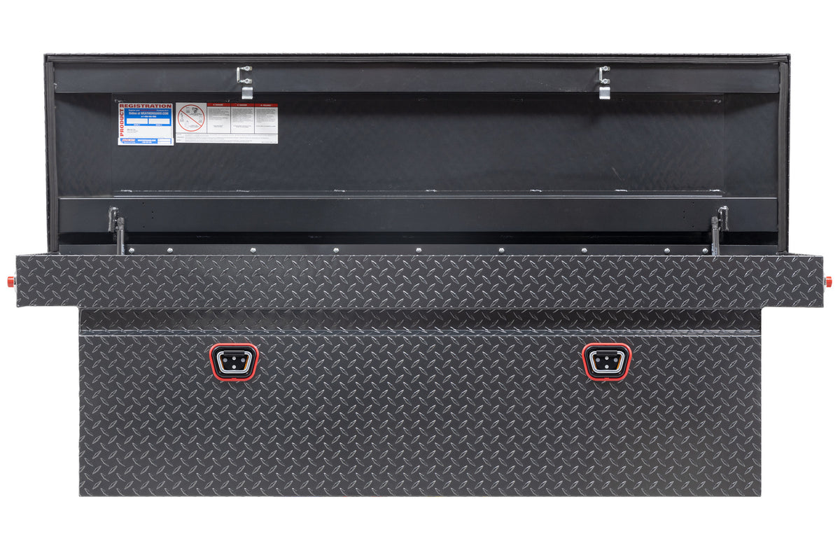 WEATHER GUARD Saddle Box, Aluminum, Full Deep, Gun Metal Gray, 15.0 cu ft (123-6-04)