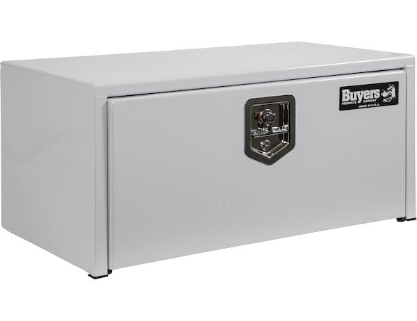 Buyers Products White Steel Underbody Truck Tool Box with Built-In Shelf and T-handle Latch (Buyers Products image)