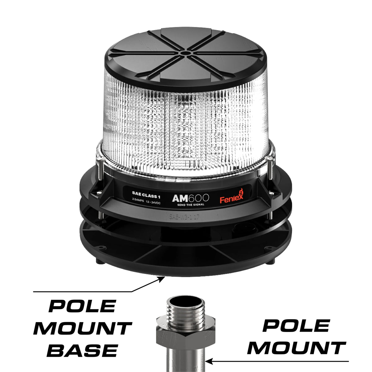 Feniex Beacon AM600 pole mount base and pole mount