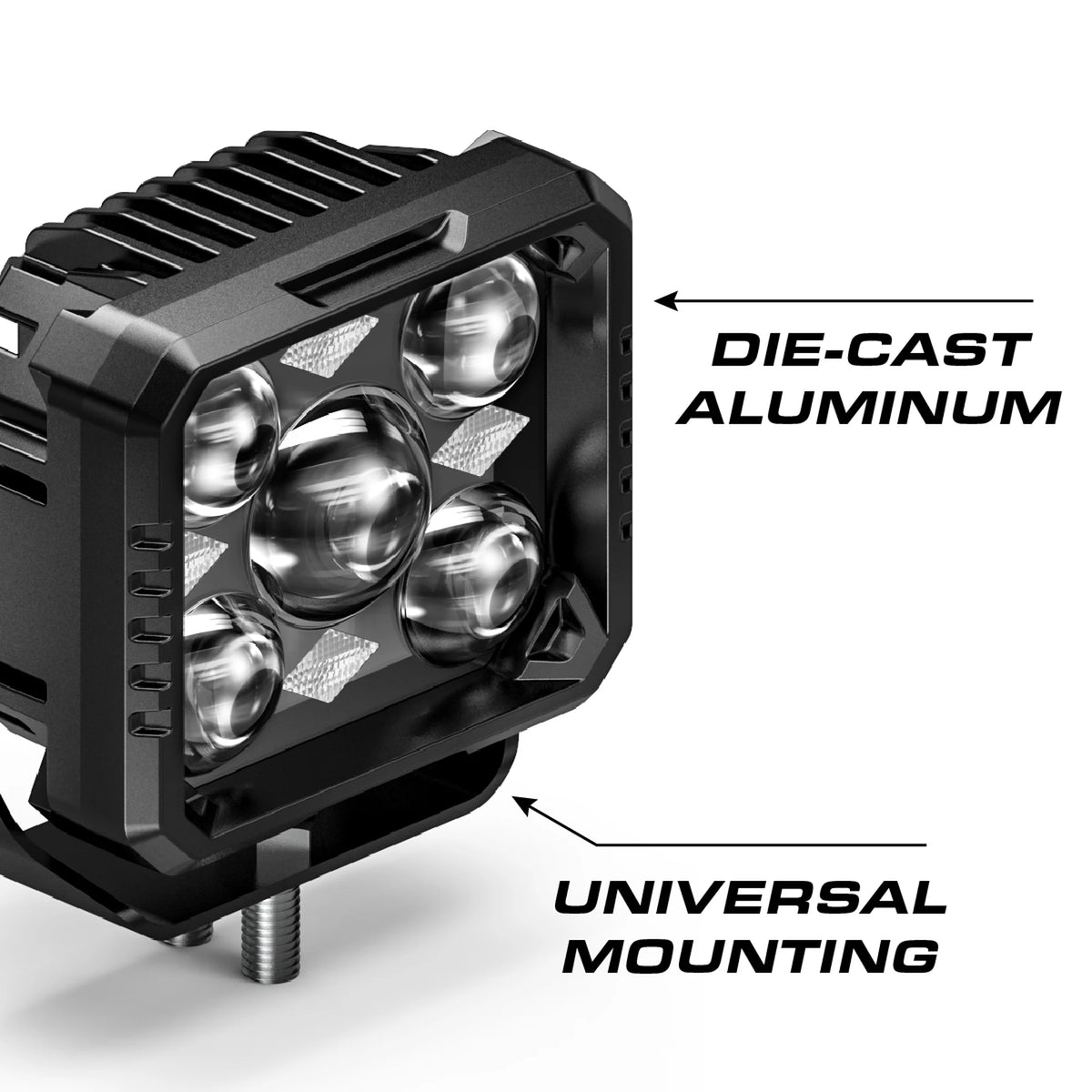 Feniex 4" Hi/Lo Cube Light die-cast aluminum with universal mounting