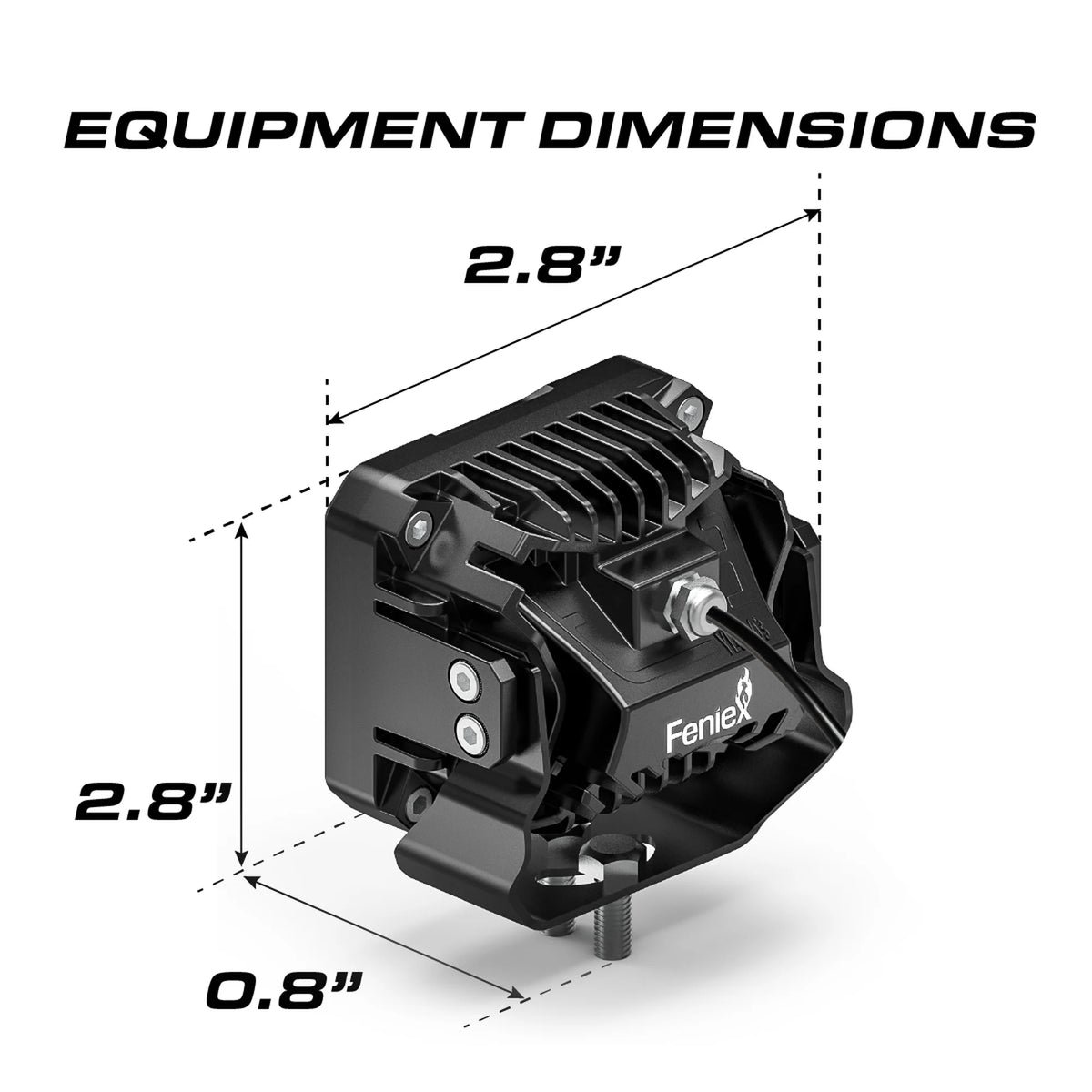 Feniex 4" Hi/Lo Cube Light equipment dimensions