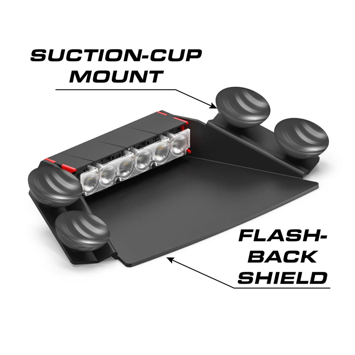 Feniex Fusion 1X suction-cup mount and flash-back shield