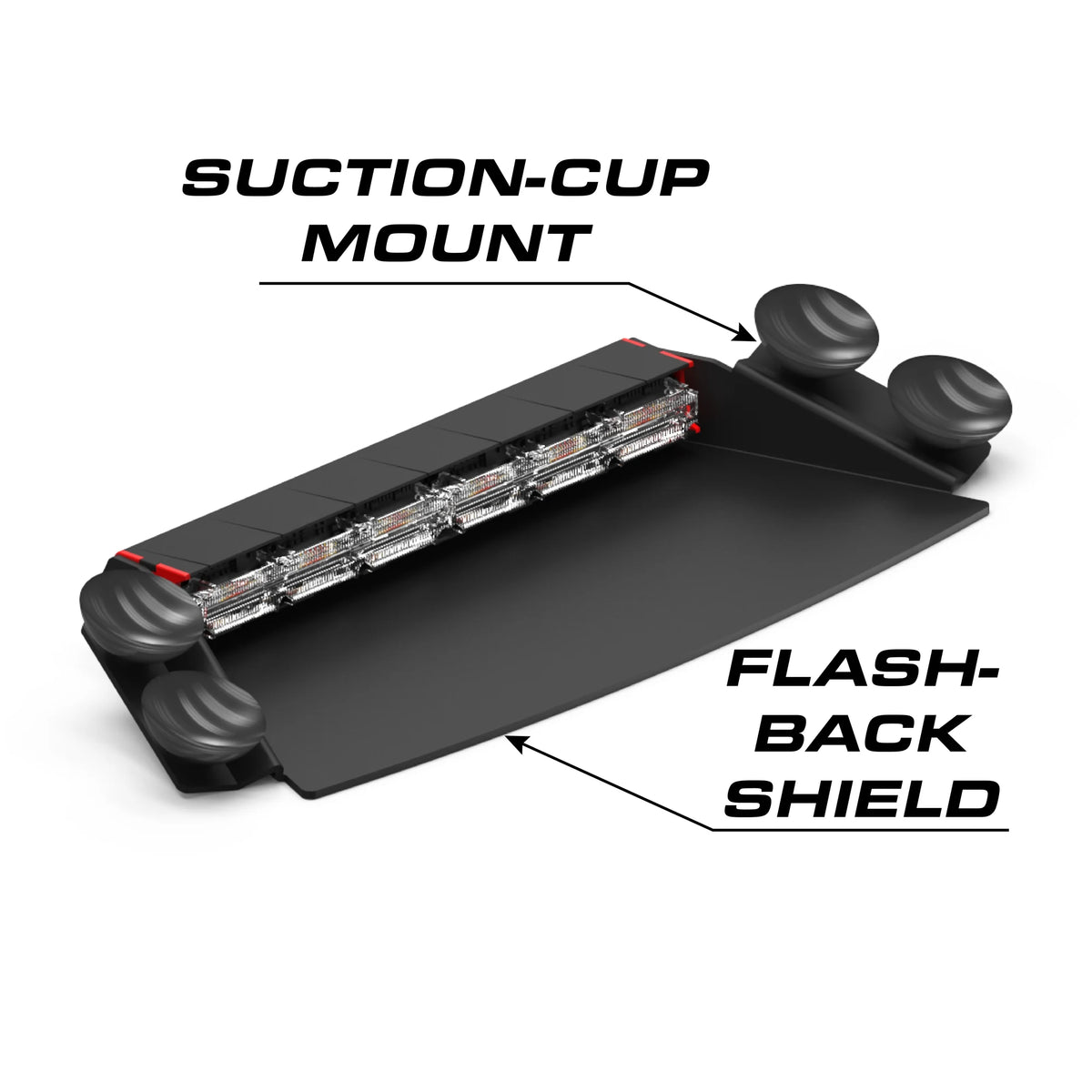 Feniex Fusion 2X suction-cup mount and flash-back shield