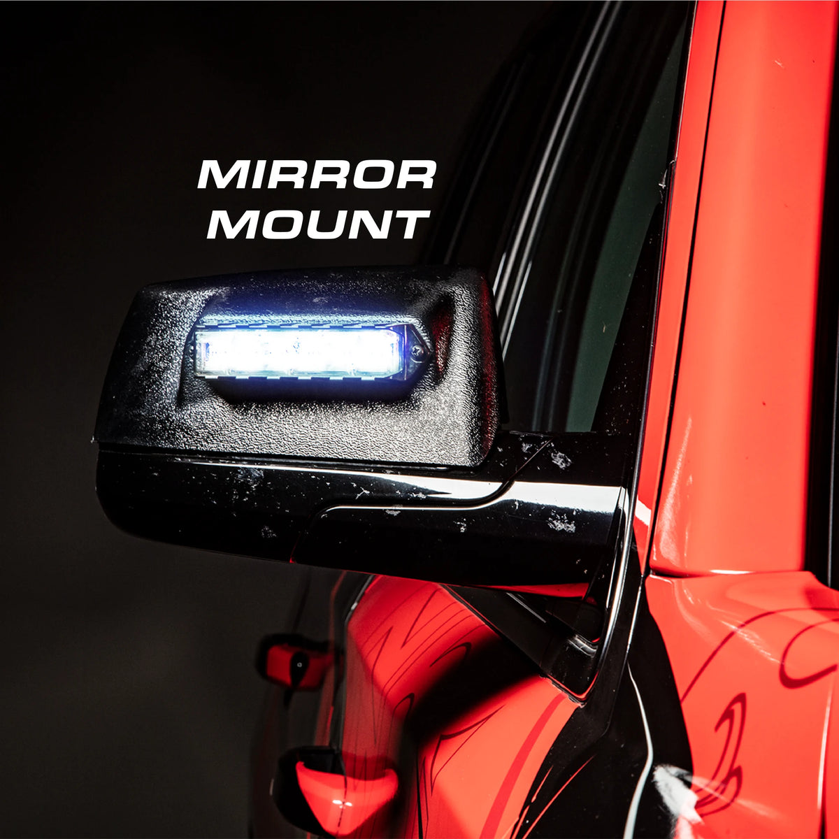 Feniex Fusion Mirror Mount installed on vehicle mirror