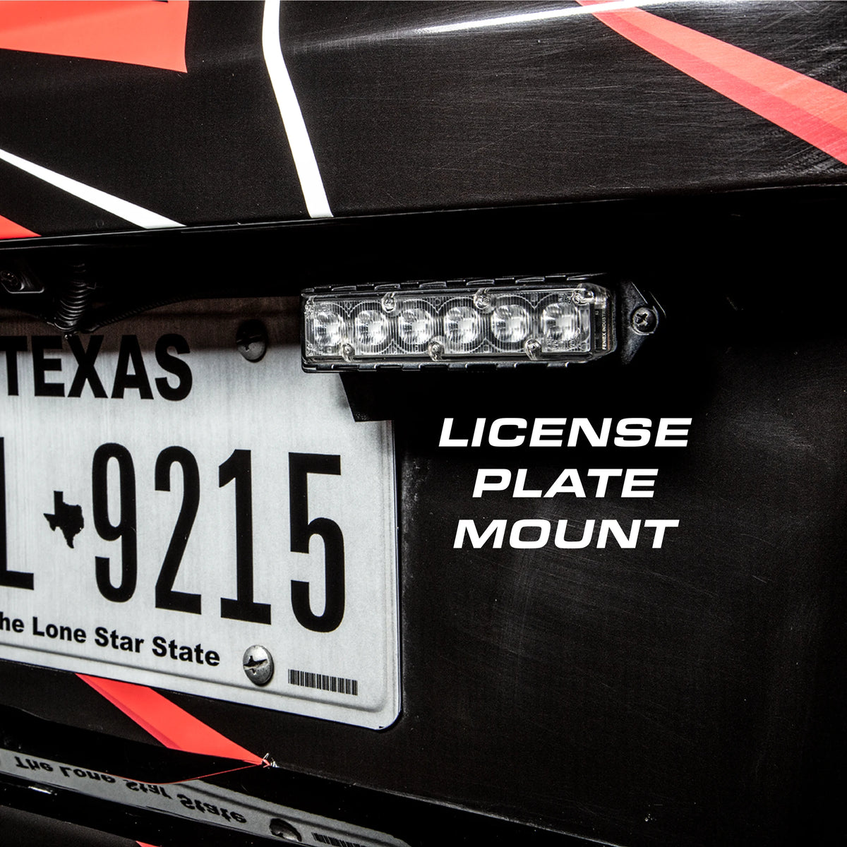 Feniex Fusion Surface Mount license plate mount installed