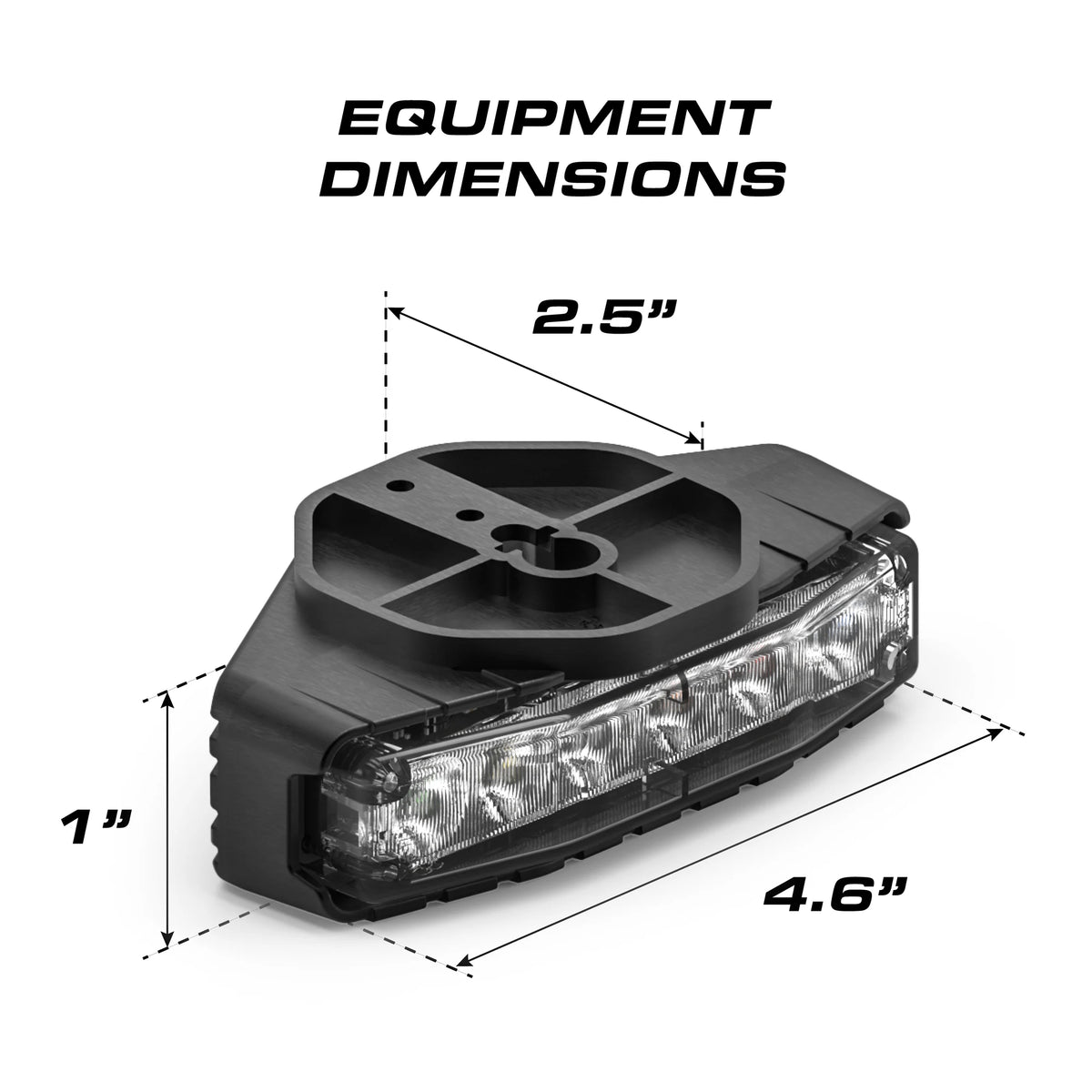 Feniex Fusion Under Mirror equipment dimensions 2.5 x 4.6 x 1 in