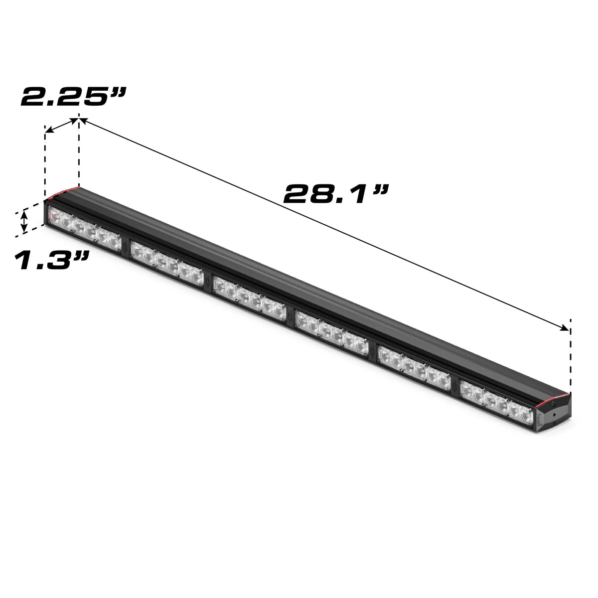 Feniex Fusion 600 dimensions: 28.1 x 2.25 x 1.3 inches
