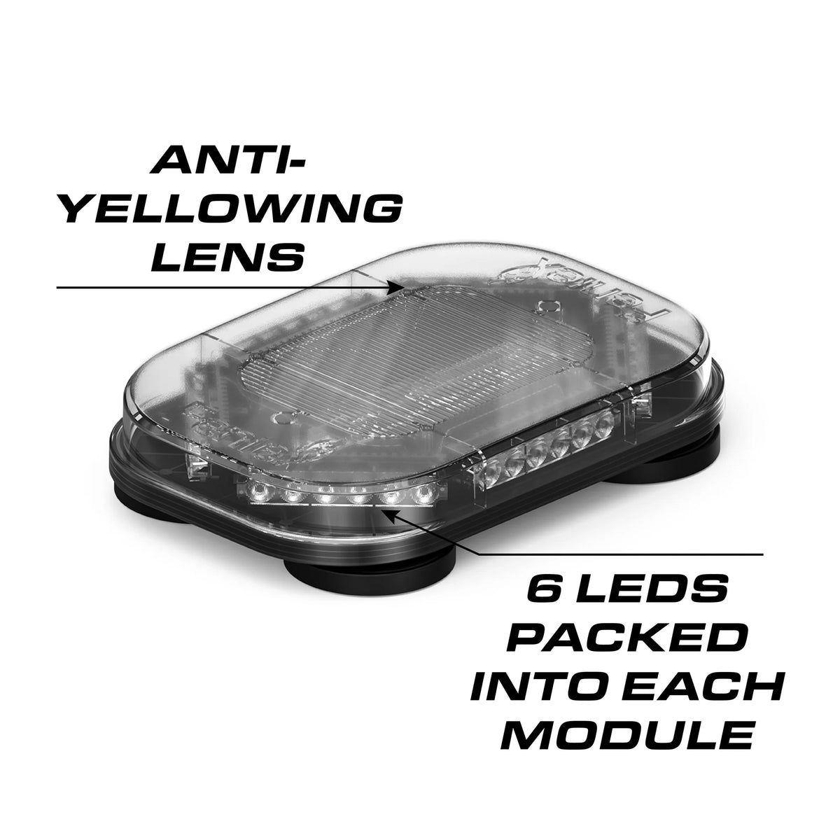 Feniex Fusion Mini lightbar anti-yellowing lens, 6 LEDs per module