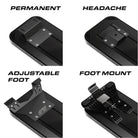 Feniex Fusion lightbar mounting options: permanent, headache, adjustable foot, foot mount