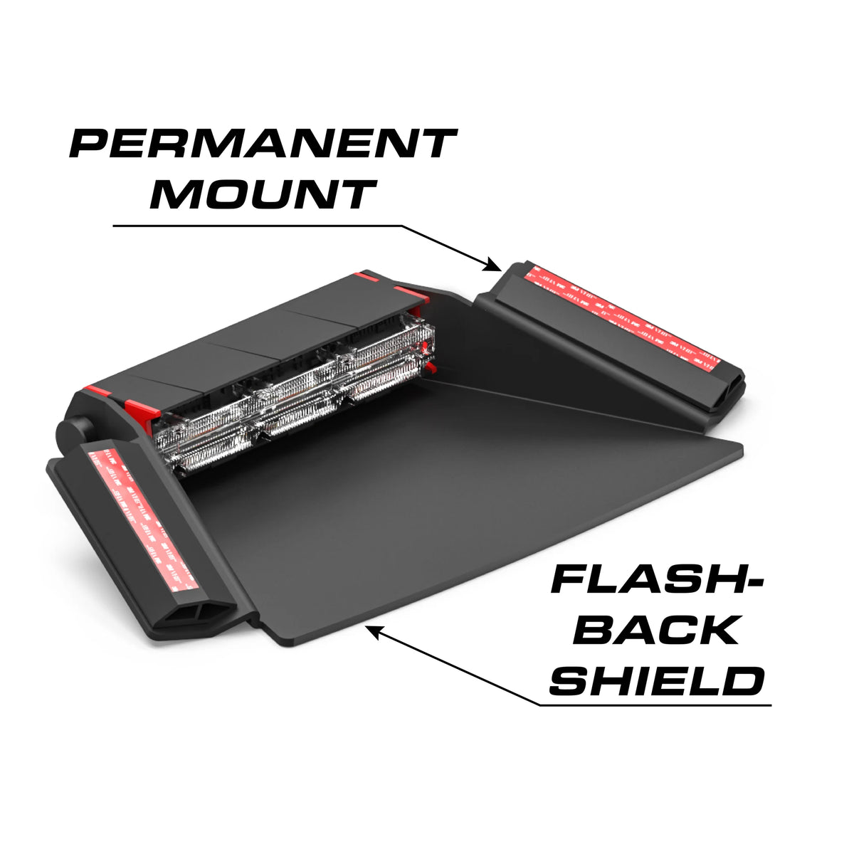 Feniex Q 1X Dash permanent mount with flash-back shield