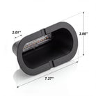 Feniex Q 1X Shroud dimensions: 7.27 x 3.06 x 2.41 inches