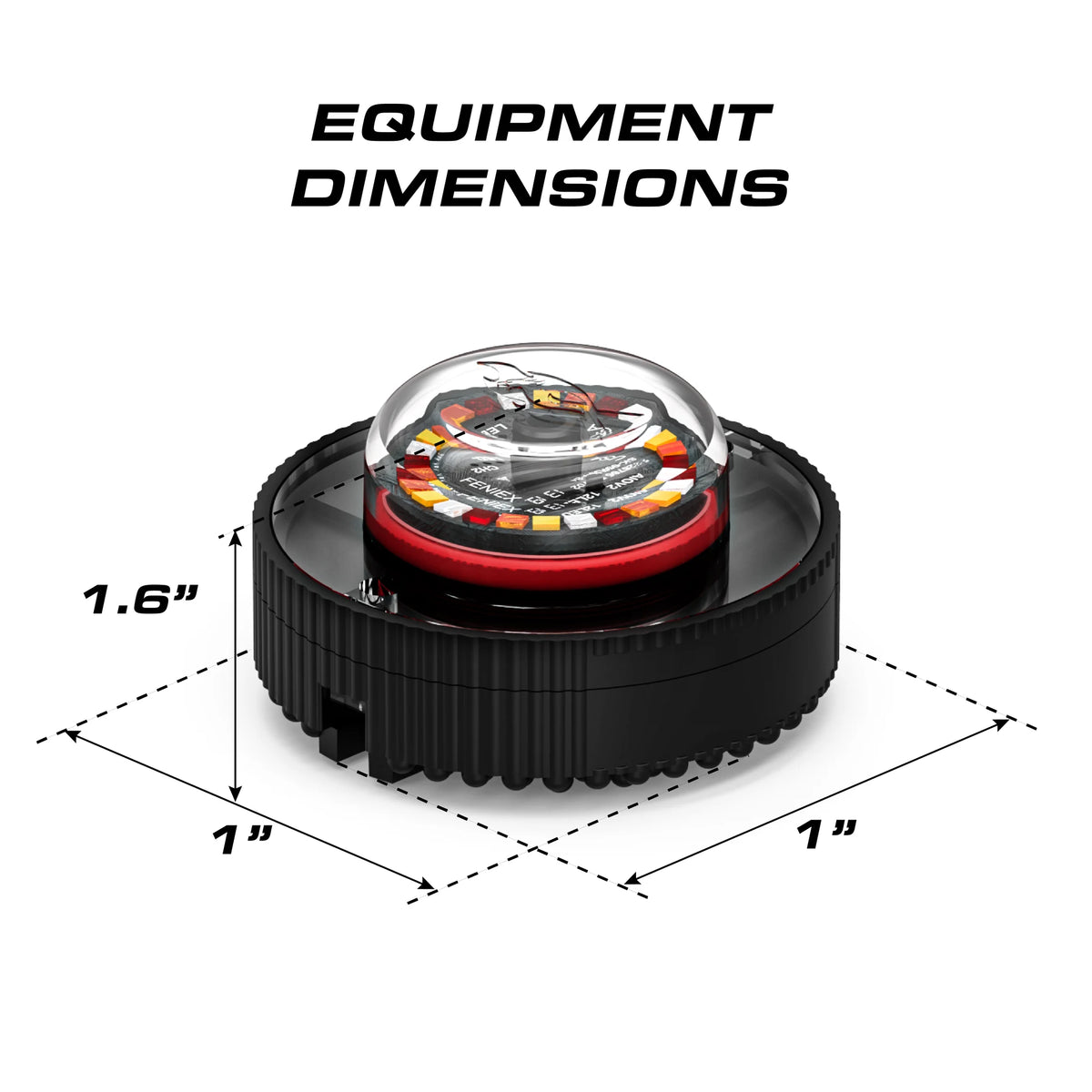Feniex Quad Cannon dimensions: 1.6 inches tall
