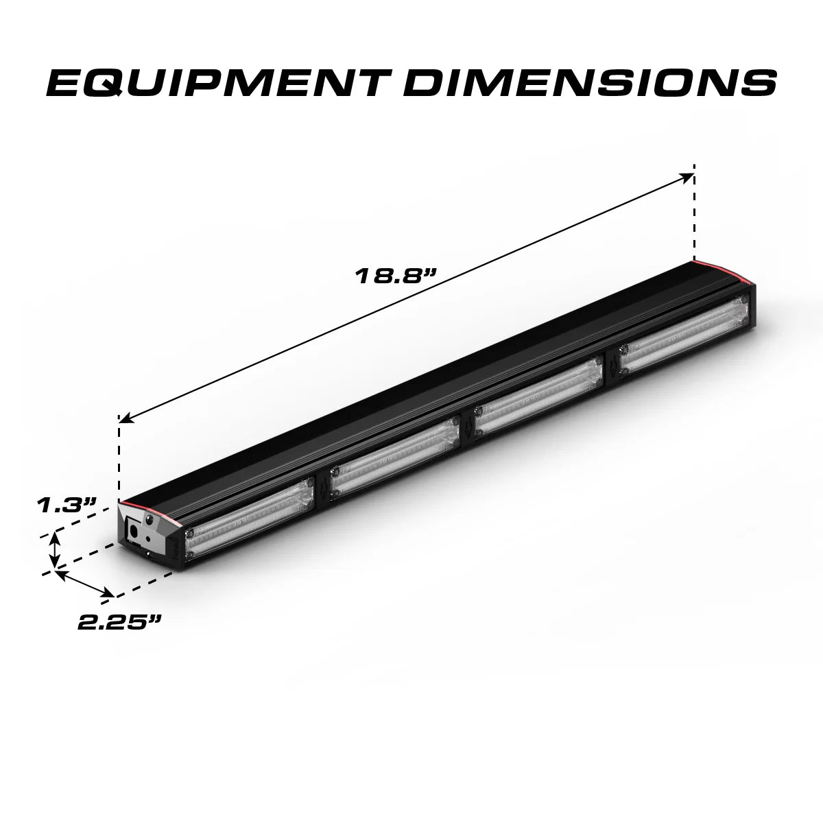 Feniex Quantum 400 dimensions: 19.8 x 2.25 x 1.3 inches