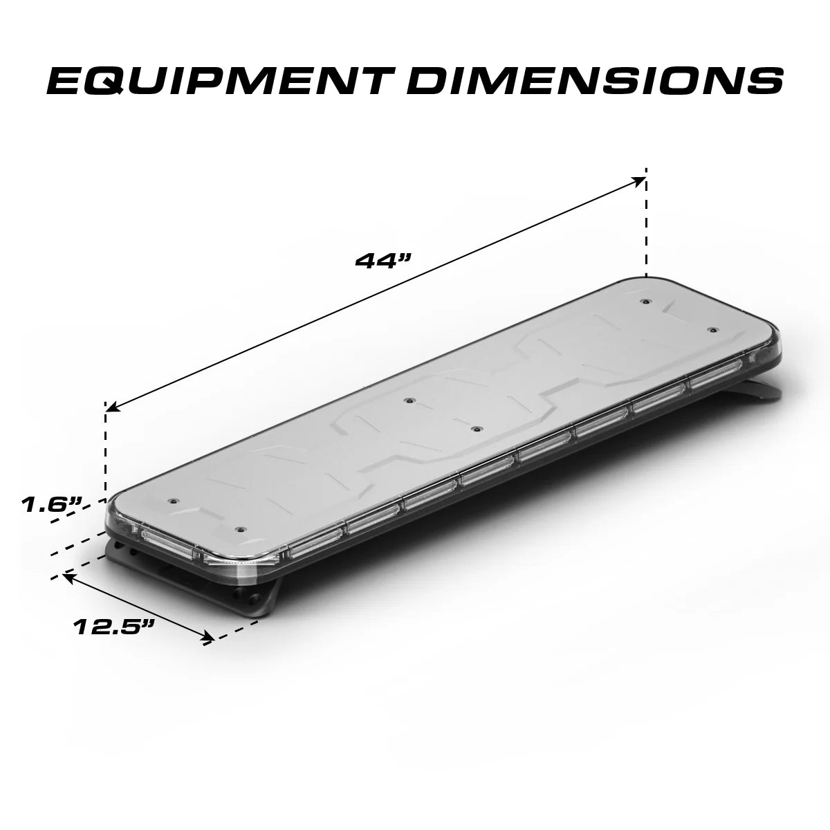 Feniex Quantum 44" lightbar dimensions: 44 x 12.5 x 1.6 inches