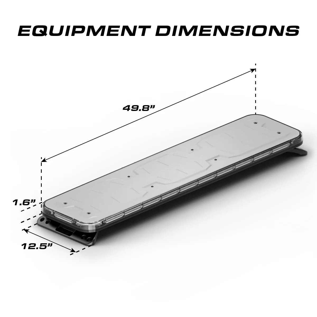 Feniex Quantum 49 lightbar dimensions: 49.8 x 12.5 x 1.6 inches