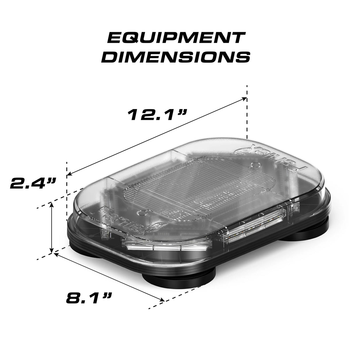 Feniex Quantum Mini 12" dimensions: 12.1 x 8.1 x 2.4 inches