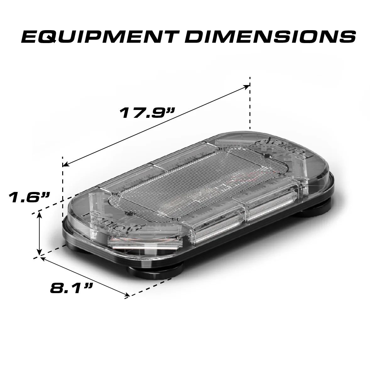 Feniex Quantum Mini 18" dimensions: 17.9 x 8.1 x 1.6 inches