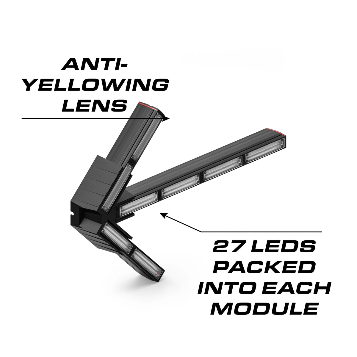 Feniex Quantum Split Arrow anti-yellowing lens, 27 LEDs per module