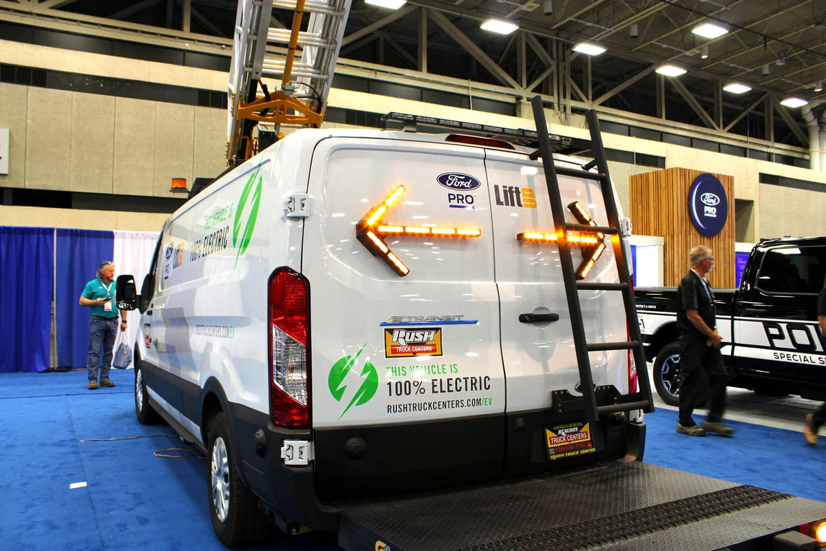 Feniex Quantum Split Arrow installed on a van rear door