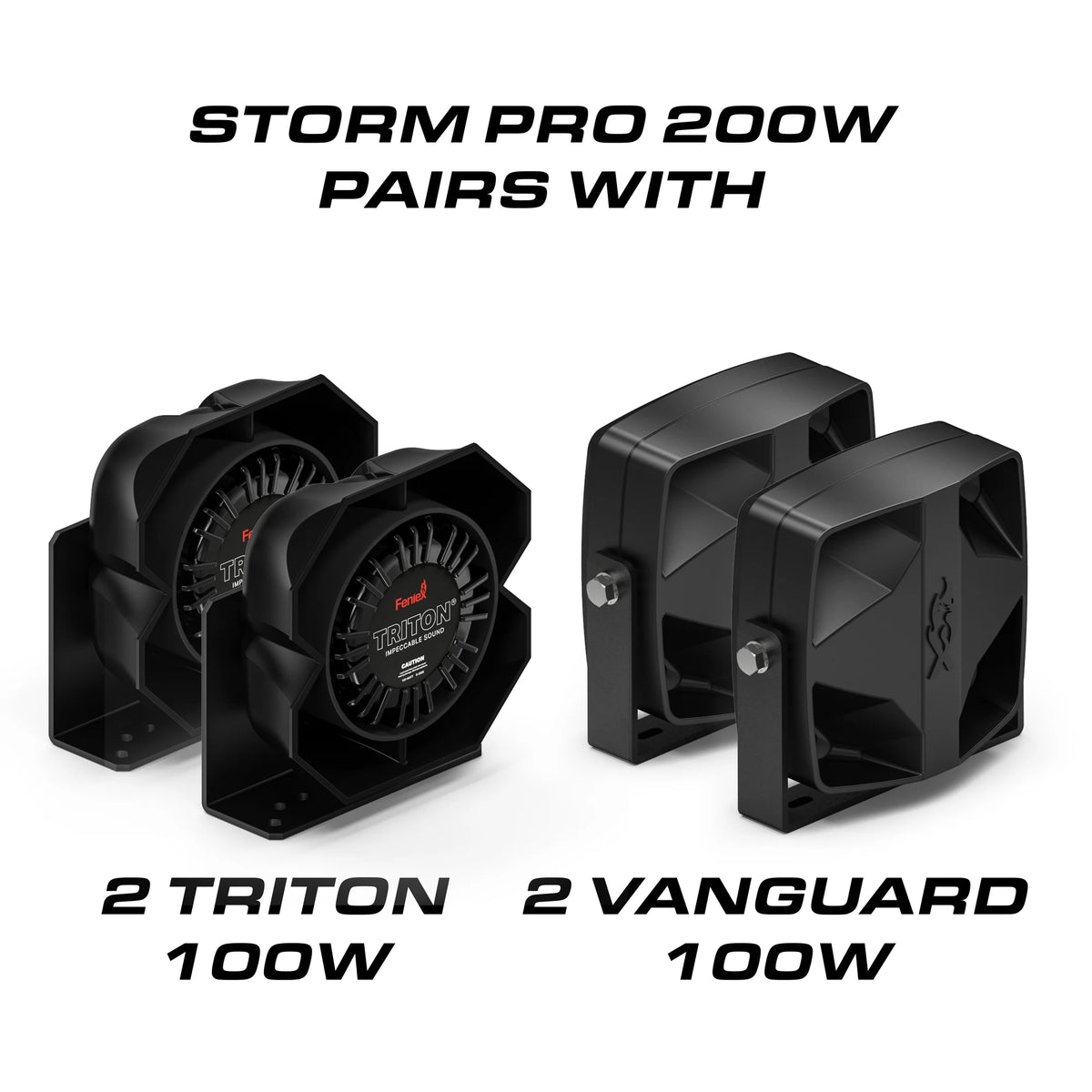Feniex Storm Pro 200W Siren pairs with 2 Triton 100W or 2 Vanguard 100W speakers