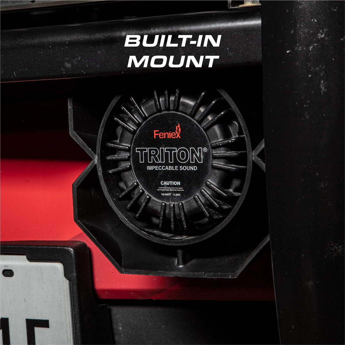 Feniex Triton 100W Speaker built-in mount installed