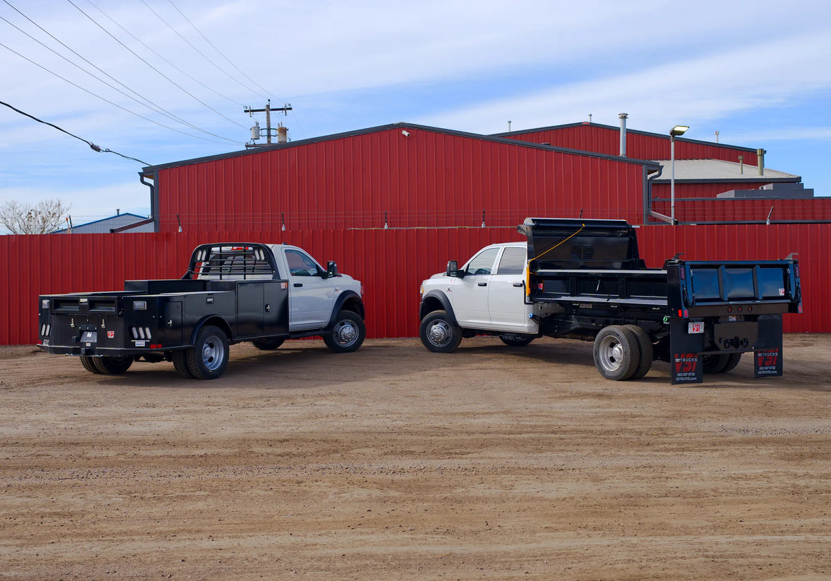 Flatbed and dump body at our shop