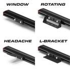 Feniex Fusion Work Light mounting options: window, rotating, headache, L-bracket