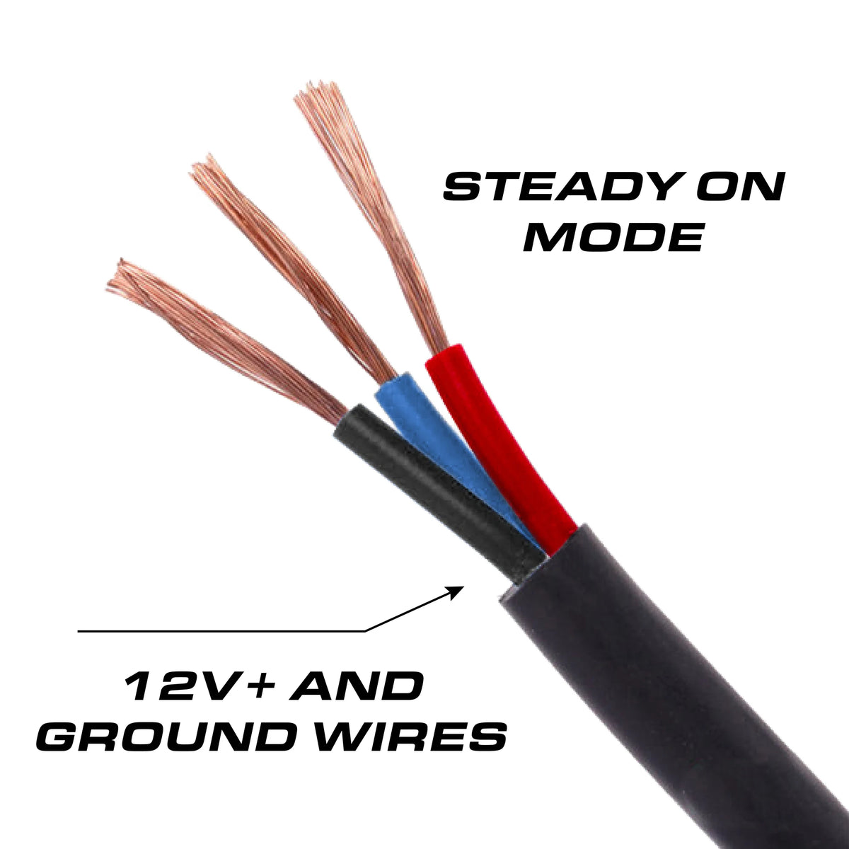 Feniex Fusion Work Light 12V+ and ground wires, steady-on mode